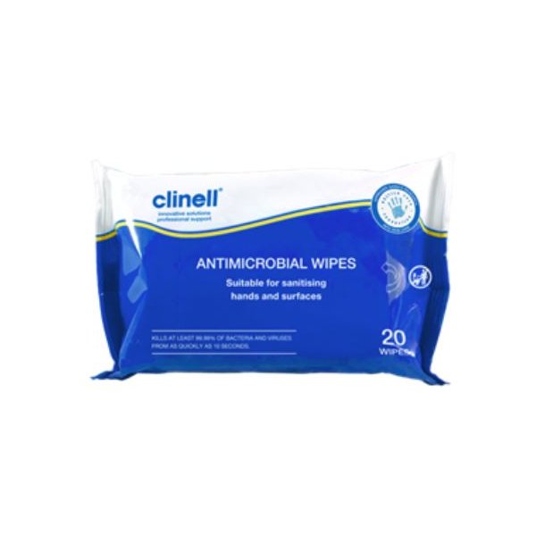 Clinell Hndserviet Anitbakterielle Wipes - 20 stk